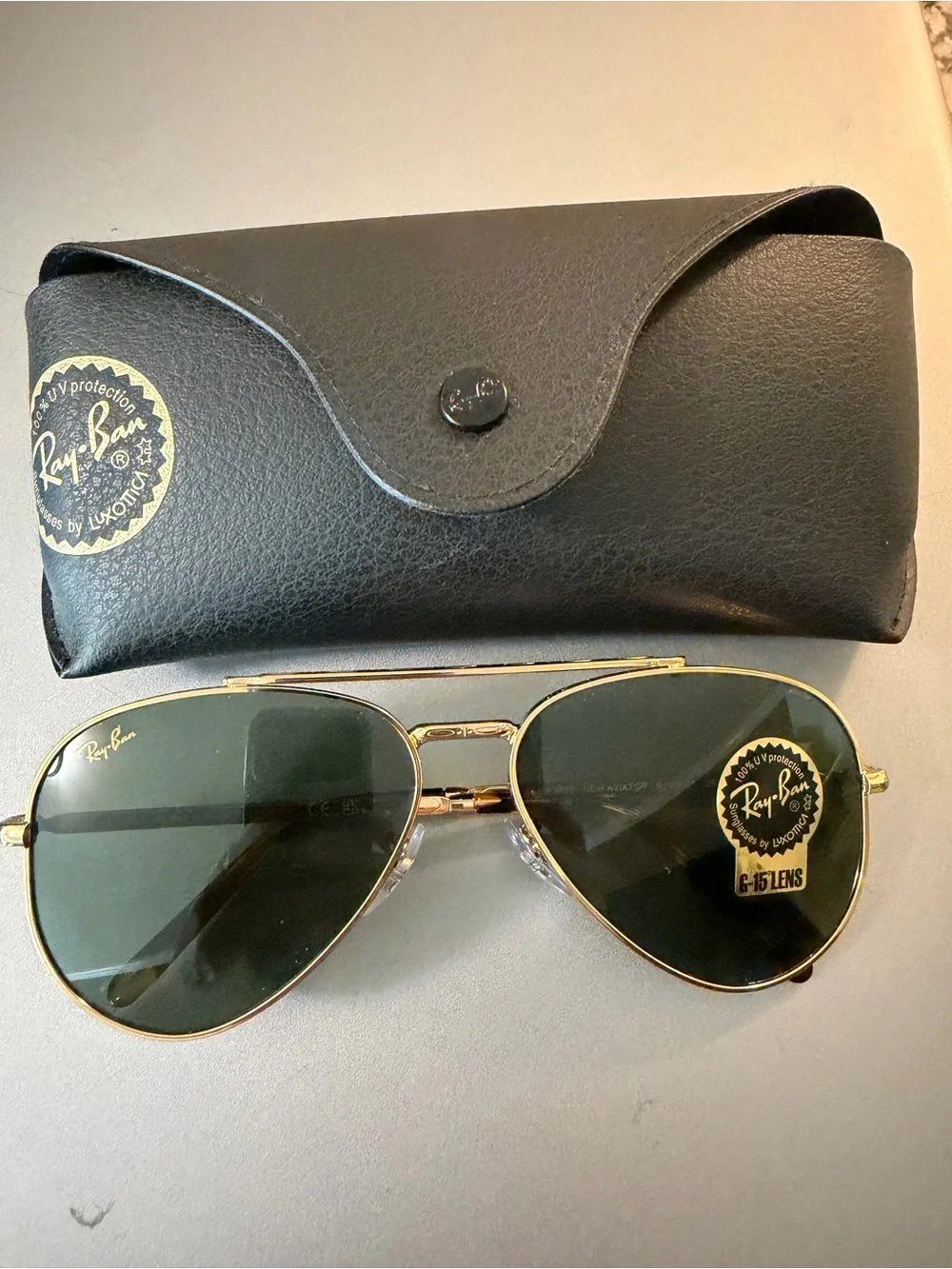 New Ray-Ban RB3625 New Aviator 9196/31 Gold Engraved 58mm G-15 Made in Italy